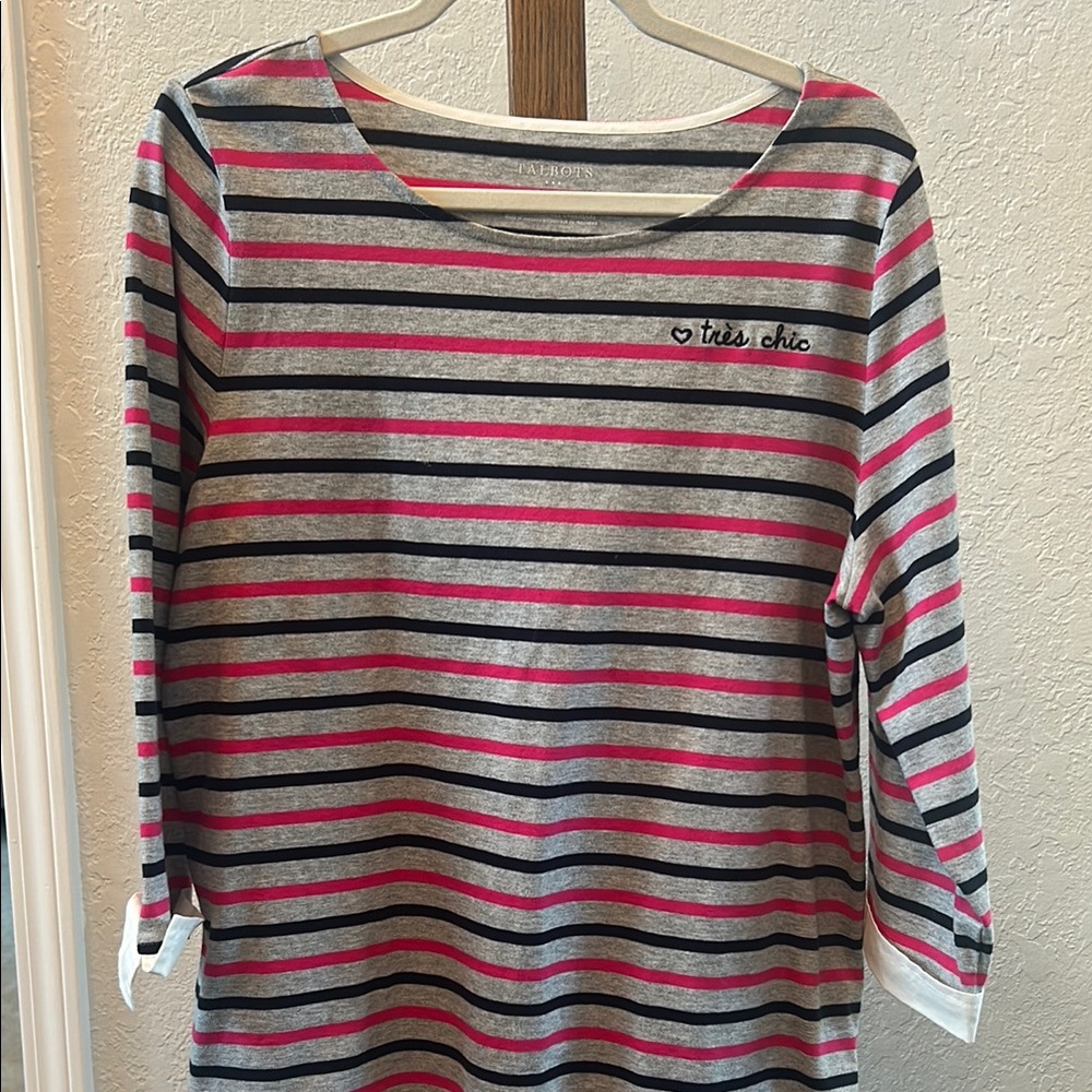 Striped pink and navy cotton shirt